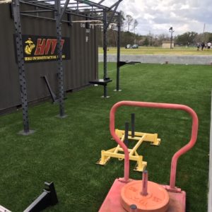 sports turf installed for outdoor fitness training area