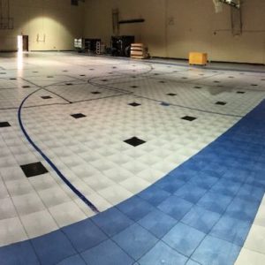 indoor modular floor in a gymnasium