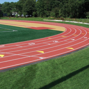 outdoor running track on a multi-purpose field