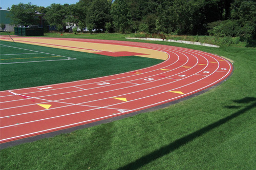 outdoor running track on a multi-purpose field