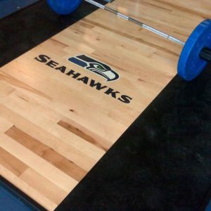 Seattle Seahawks branded weight room platform